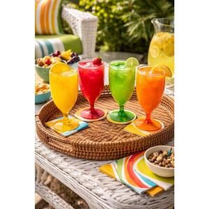 Vintage 1970s Colorful Acrylic Goblets Set Of 4 3x8”